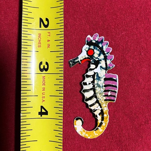 Enamel Seahorse Brooch Vintage - Picture 4 of 4